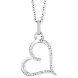 Diamond Heart Necklace & Earrings Set